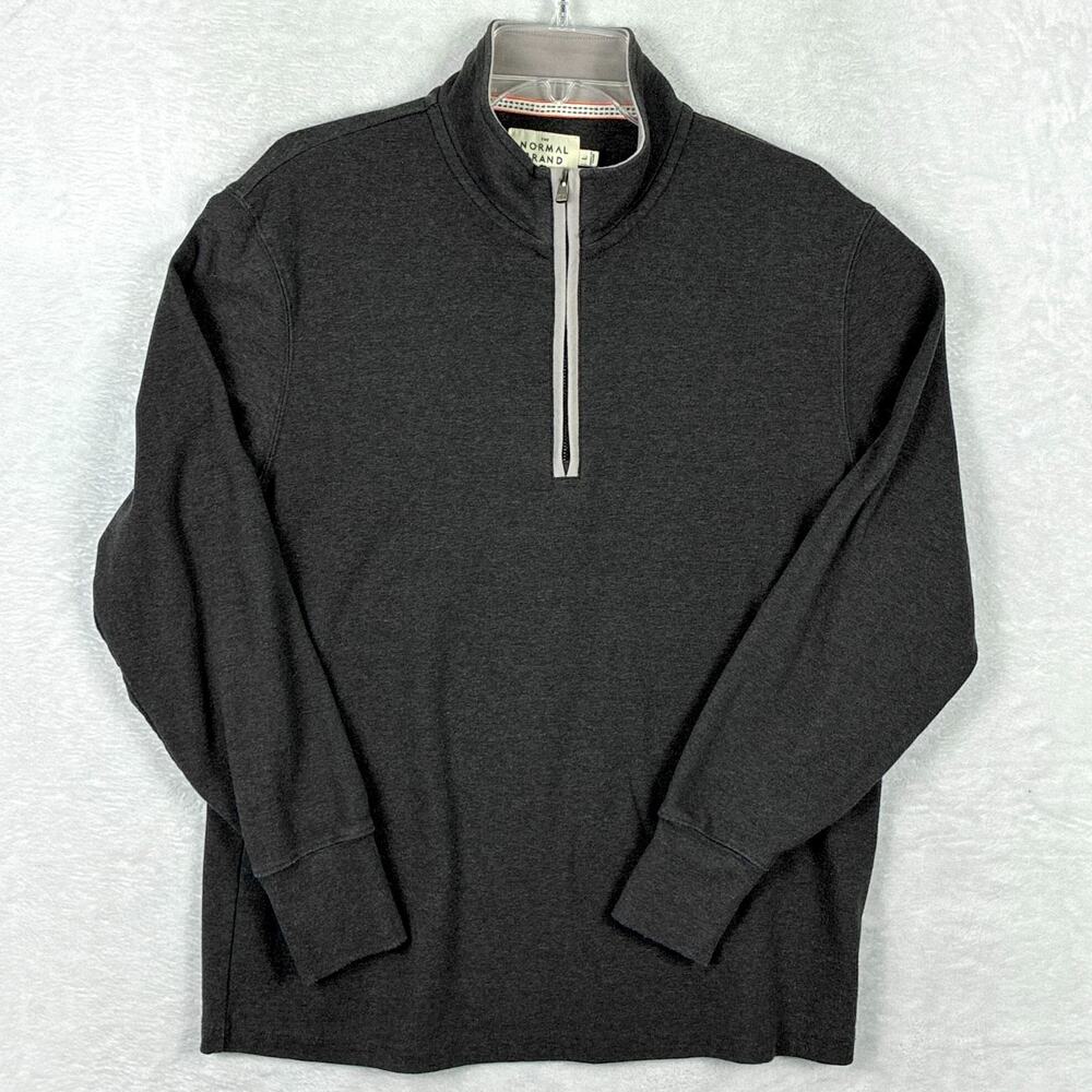 The Normal Brand 1/4 Zip Sweater Men L Gray Pullover Stretch Golf Preppy Outdoor